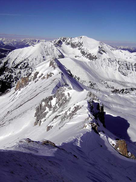 am Verbindungsgrat zum Höllkogel, dahinter die Steinfeldspitze