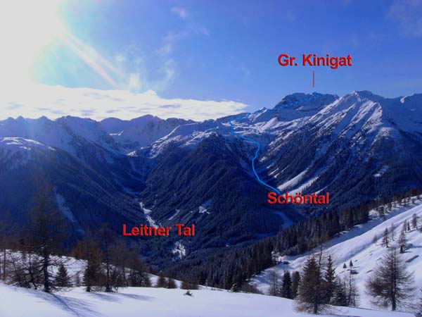 unser Aufstieg zur Kinigat von NNO, vom Kamm Dorfberg-Pfannegg, Gailtaler Alpen