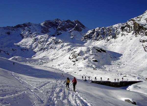 Klammalm gegen Gr. Kreuzspitze, die Karawane teilt sich