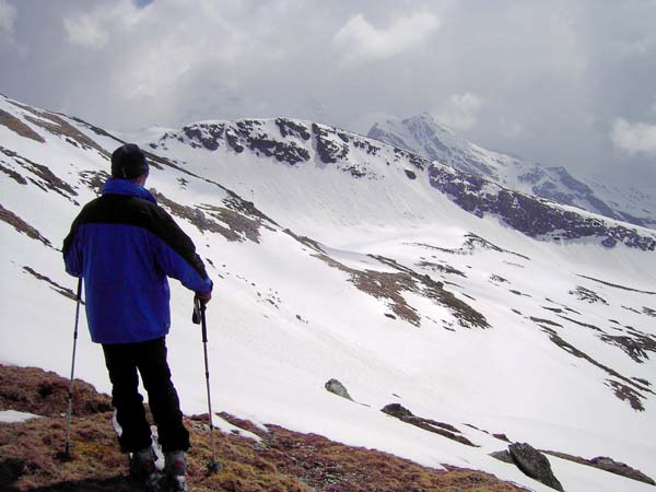 im Mittelteil der Abfahrt ist die lange Querung der Seealpe nötig, um letztendlich übers Filzenkar wieder den Ausgangspunkt Lenzerheide zu erreichen