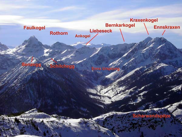 im SSW der Enns Ursprung bis zum Ankogel