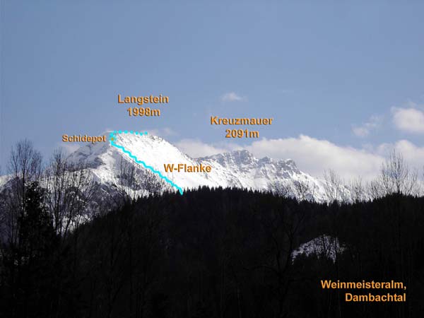 die herausfordernde Langstein Westflanke aus dem Dambachtal