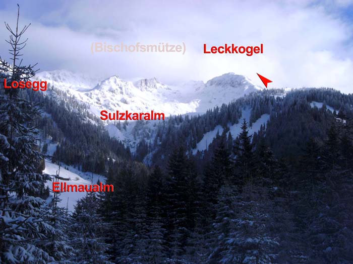 der Leckkogel von Westen aus dem Neubachtal ...