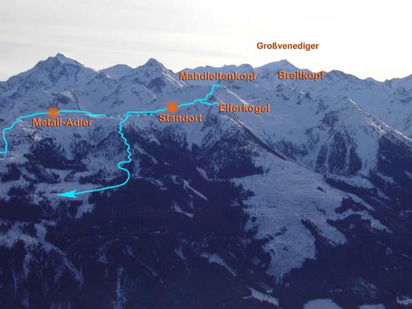 Überblick von N (Hanglhöhe, Kitzbüheler Alpen)