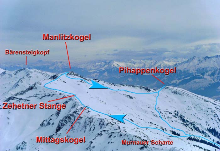 unsere Manlitzkogelrunde von SW (Mahdleitenkopf)