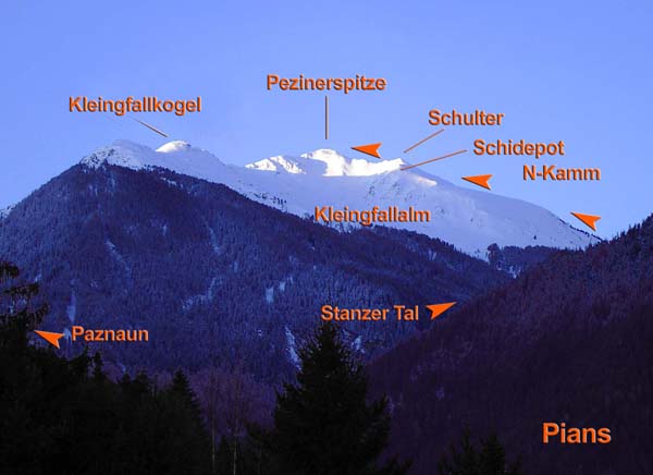 Pezinerspitze von NO (Pians, westl. von Landeck)