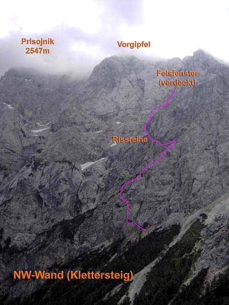 der NW-Wand-Klettersteig vom Poštarski dom