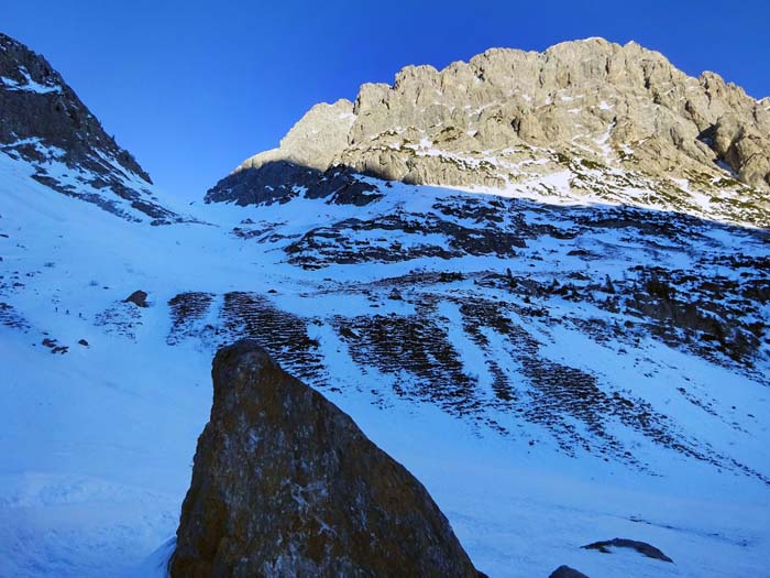 das Wödnertörl, beliebte Einsteigertour zwischen Rauchkofel und Gamskofel