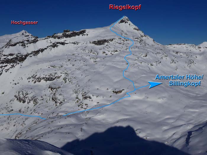 die Gipfelflanke des Riegelkopf von Süden (Haupmerkopf)