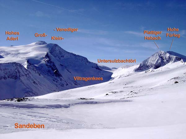 nach N schließen die Zwillinge Hohe Fürleg und Plattiger Habach an, entlegene Berge mit zwei gewaltigen Abfahrten