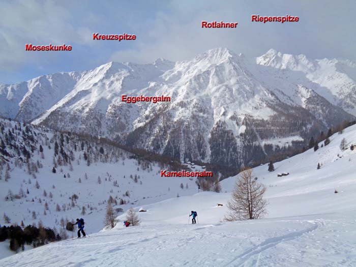 Rückblick auf die tollen Schiberge des Riepenspitzkammes