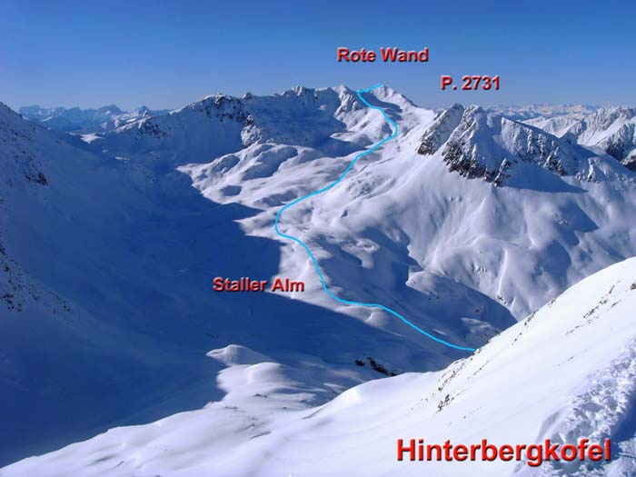 der obere, auf dem vorhergehenden Foto verdeckte Teil des Aufstiegs über die weitläufigen Wannen der Staller Alm