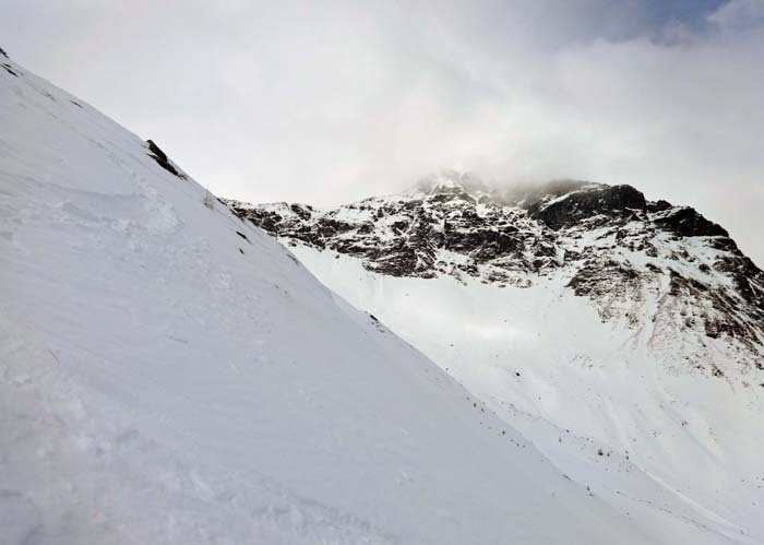 der Schnee am Sporn ist nicht schlecht