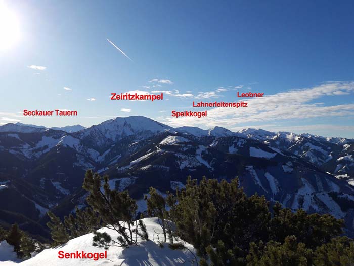 im SW der Hauptkamm der Eisenerzer Alpen (Gesamtüberschreitung s. Archiv)