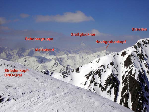 gegen NW staffeln sich südiche Goldberg- und Schobergruppe bis hin zum Glockner