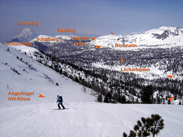 Einfahrt in die Angerkogel NW-Rinne