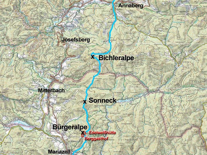 Karte 3: von Annaberg nach Mariazell