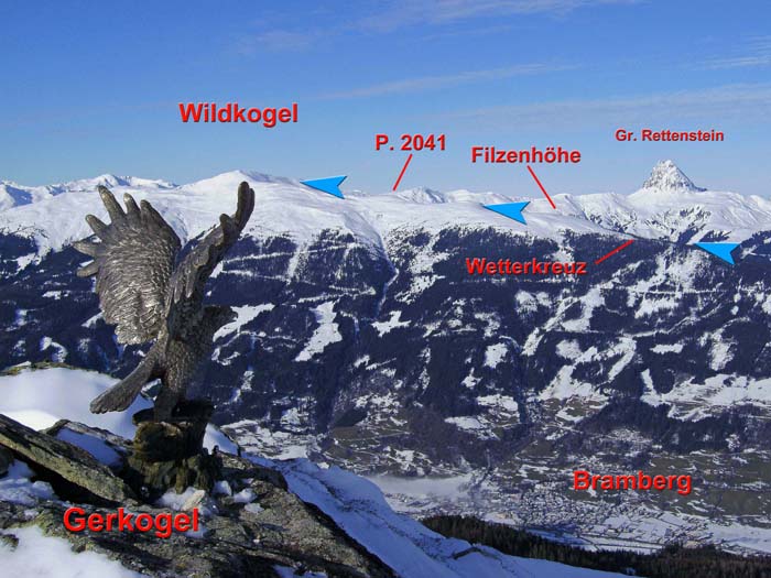 der Ostkamm des Wildkogel von SO (Gerkogel, ein Vorgipfel des Mahdleitenkopf)